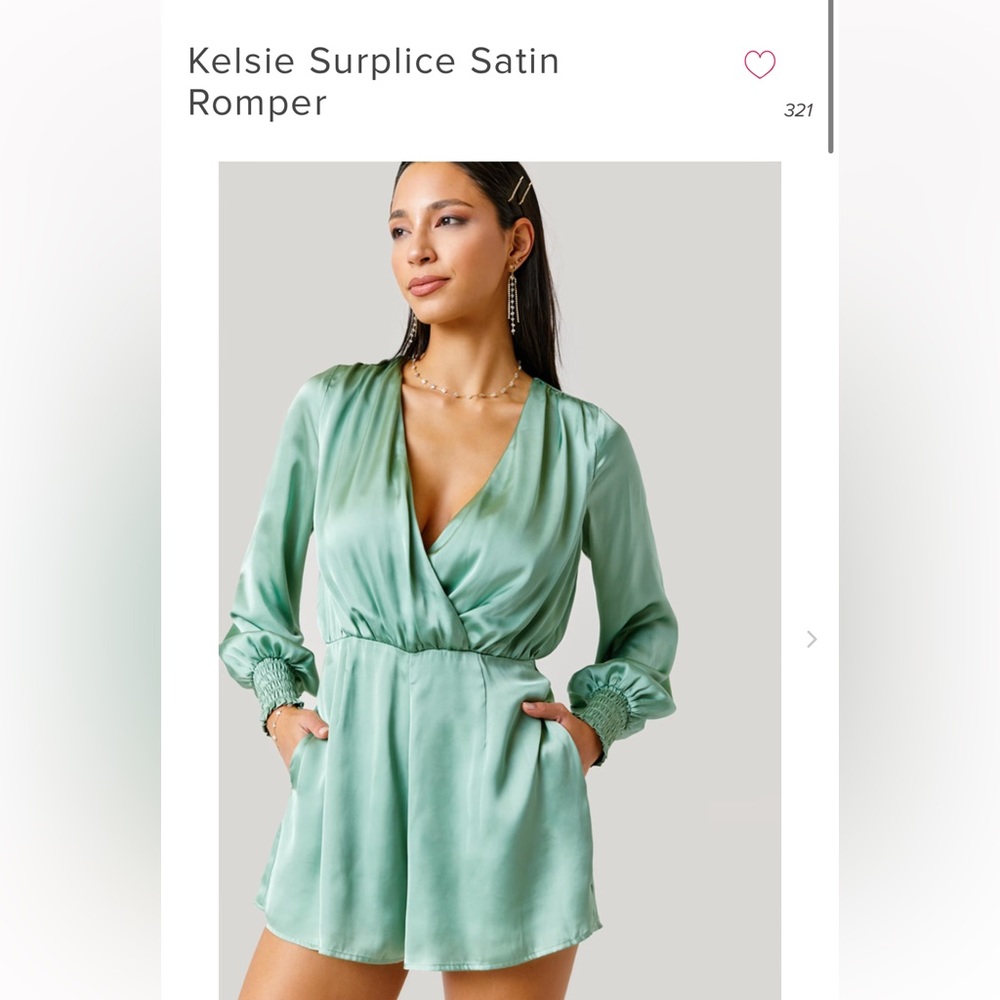 Green Romper Satin Never Worn!